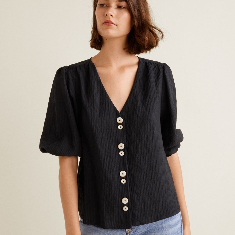 Mango Button Front Summer Blouse